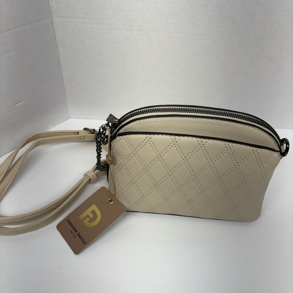 Cream Quilted Crossbody Bag by fashion dazzle new w tags perfect